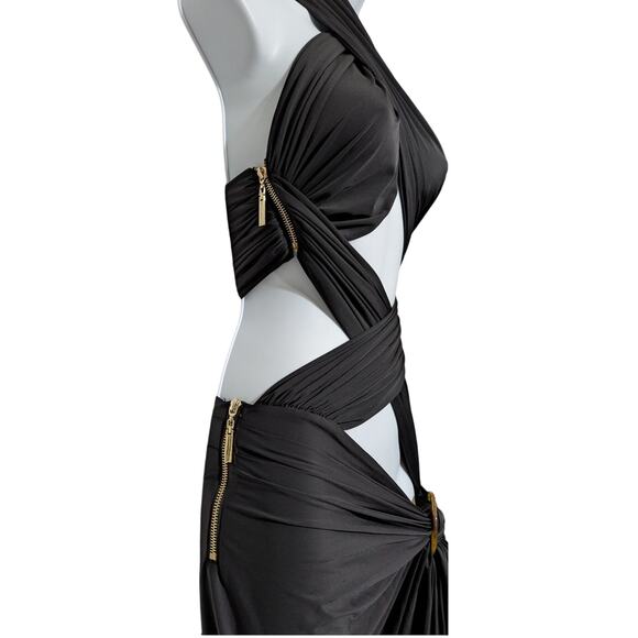Bronx and Banco Cleopatra Small Black Maxi Dress Designer Gown Sexy Halter Dress - Picture 12 of 16